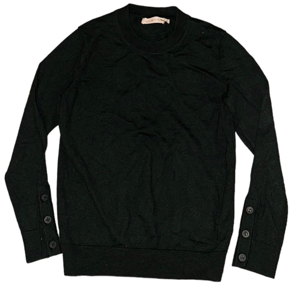Tory Burch Womens Green Wool Pullover Crewneck Sweater Size Small